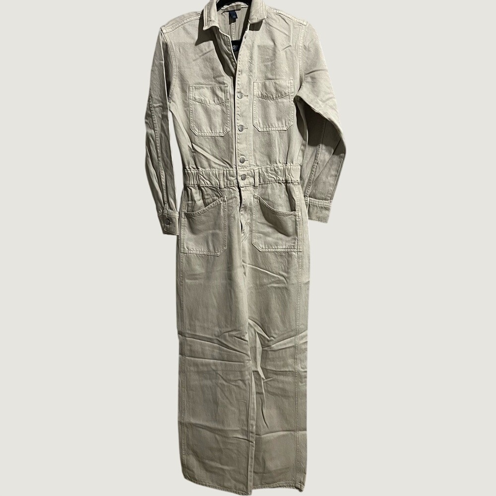 Universal Thread Womens Ecru Utility Boiler Suit Jumpsuit Tan Denim Size 4 NEW